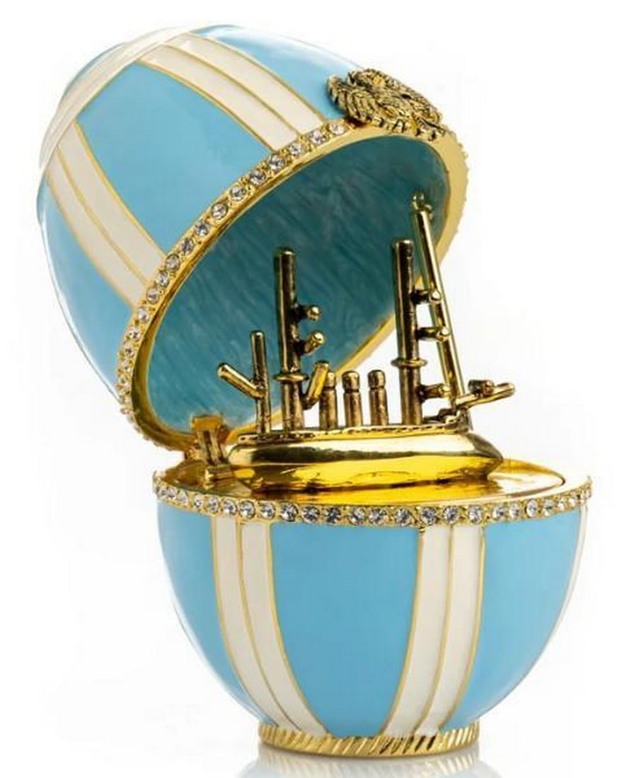 Celestial Blue Egg with Sailing Ship - 2