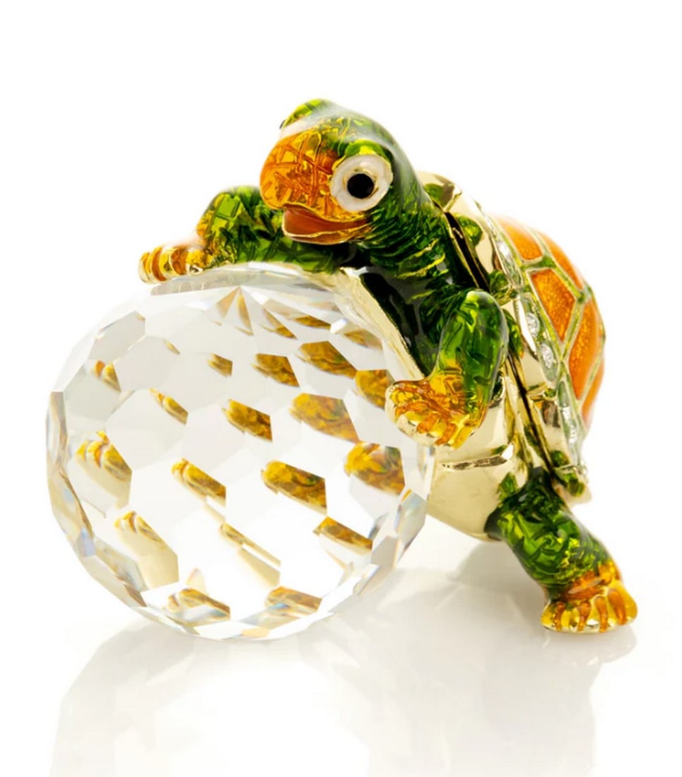 Turtle on Crystal Egg Trinket Box - 4