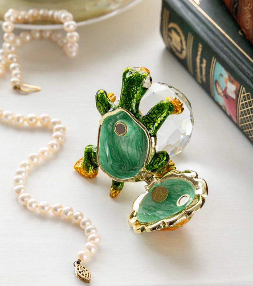Turtle on Crystal Egg Trinket Box - 5
