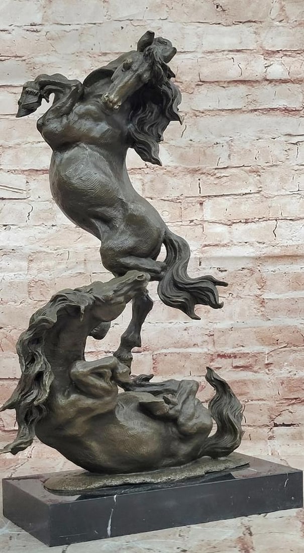 Dancing Horse Bronze Statue – 21" x 13": Dancing Horse Bronze Statue – 21" x 13" This original bronze statue depicts a horse captured in dynamic motion, conveying strength, freedom, and elegance. The figure is rendered with