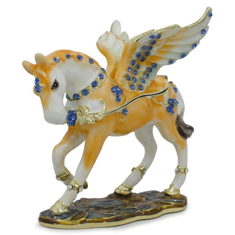 Jeweled Pegasus Horse Trinket Box Figurine 3.25 Inches: Jeweled Pegasus Horse Trinket Box Figurine 3.25 Inches 3.25 Inches Tall Pewter, Crystals, Enamel Gift Boxed Please View Photos For Further Details.
