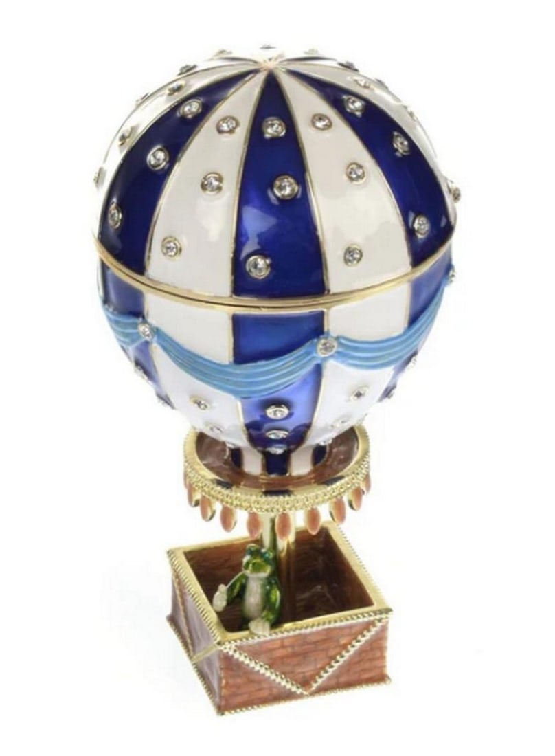Frog Hot Air Balloon Adventure Trinket Box: Frog Hot Air Balloon Adventure Trinket Box Frogs have been artistically significant across cultures, symbolizing fertility and regeneration in ancient Egypt, good luck and prosperity in Japanese art,