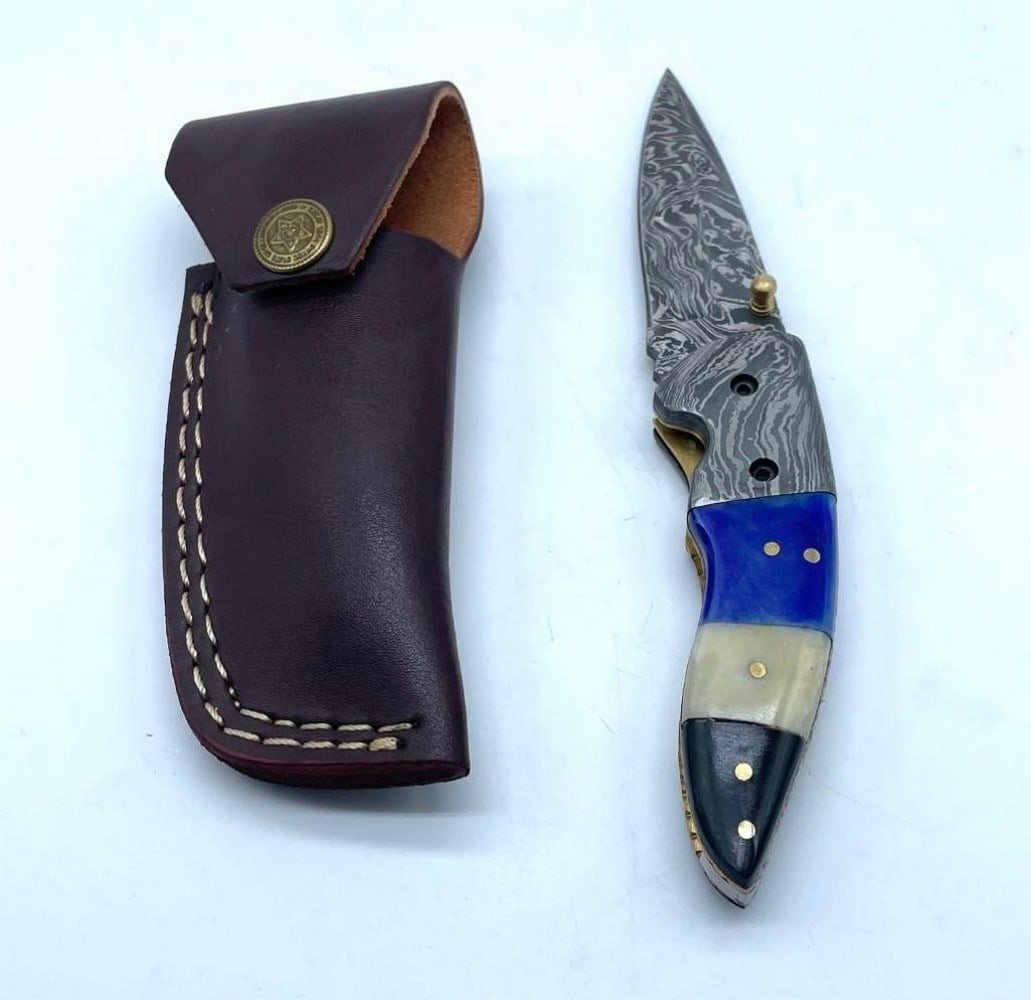Tranquilities Folding Damascus Knife - 2