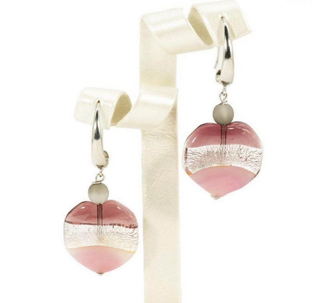 Rosé Radiance Firenze Earrings - Silver Accent Collection: Rosé Radiance Firenze Earrings - Silver Accent Collection Elevate your elegance with our "Rosé Radiance" Firenze Earrings from the Silver Accent Collection, featuring glass elements crafted