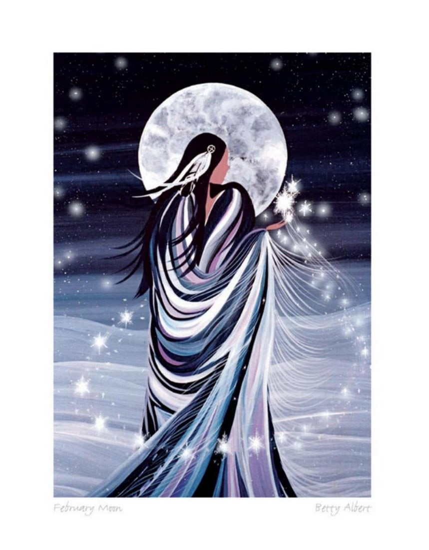 12" x 14" February Moon Framed Art Print by Betty Albert: 12" x 14" February Moon Framed Art Print by Betty Albert Betty Albert-Licenz was adopted and raised by French Canadian parents in Northern Ontario. She spent time on Vancouver Island where bot