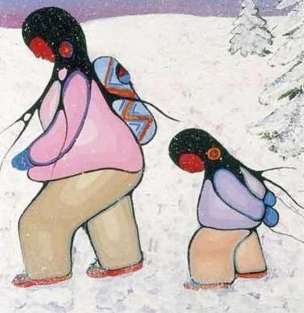 14" x 12" Cecil Youngfox "Winter Walk" Framed Art Print: 14" x 12" Cecil Youngfox "Winter Walk" Framed Art Print Until his premature passing in 1987 at the age of 45, Cecil Youngfox had solidified his position as one of Canada’s foremost