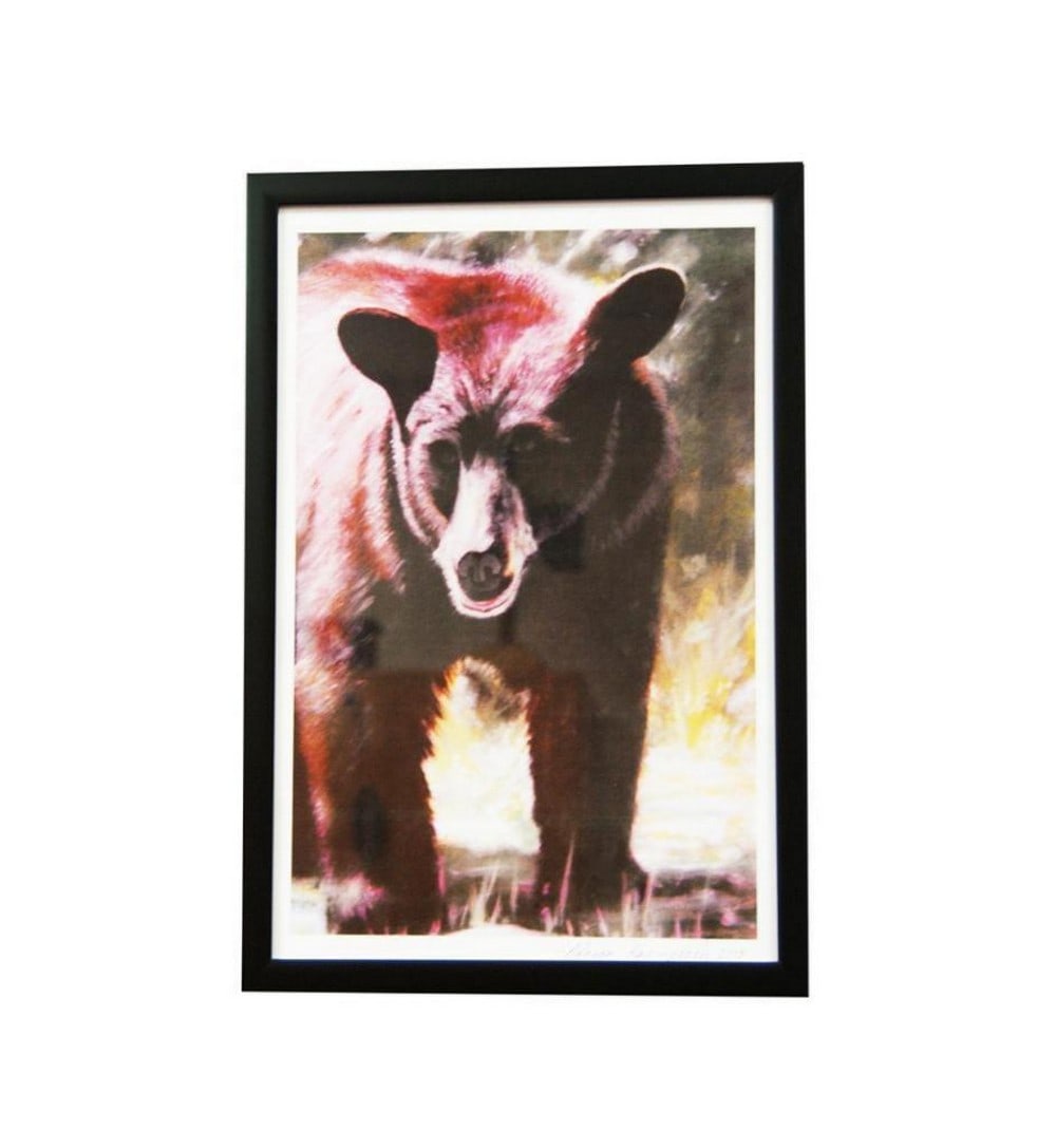 19" x 13" Fierce Mother Bear Framed Print: 19" x 13" Fierce Mother Bear Framed Print This print shows a strong and proud bear. Mehran reproduces his painting into print. Bear is a symbol of strength and greatness on earth, known as th