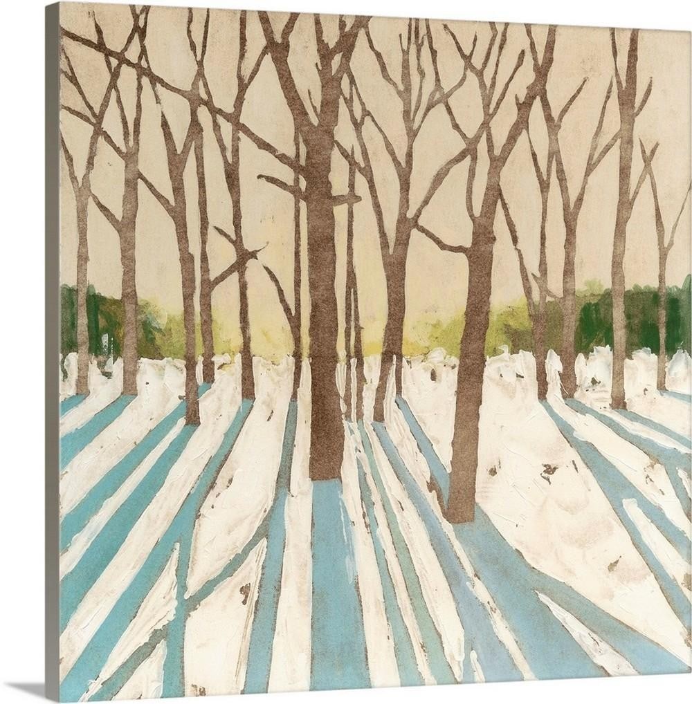 Megan Meagher's Winter Shadows I Wall Art Canvas Reproduction - 24" x 24": Megan Meagher's Winter Shadows I Wall Art Canvas Reproduction - 24" x 24" Winter Shadows I is a contemporary painting featuring a winter snowscape, with tree shadows gracefully cast in th