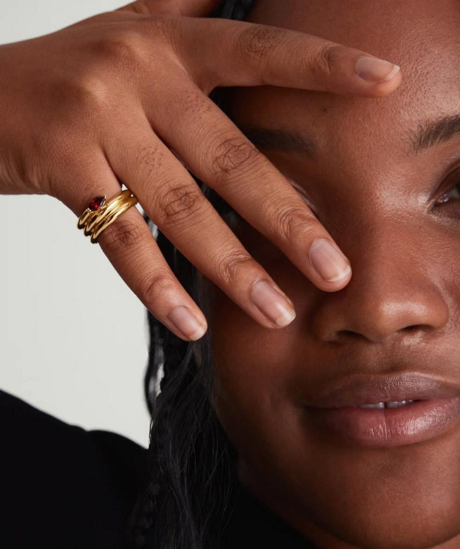 Serpent Garnet Gemstone Coil Ring - 2