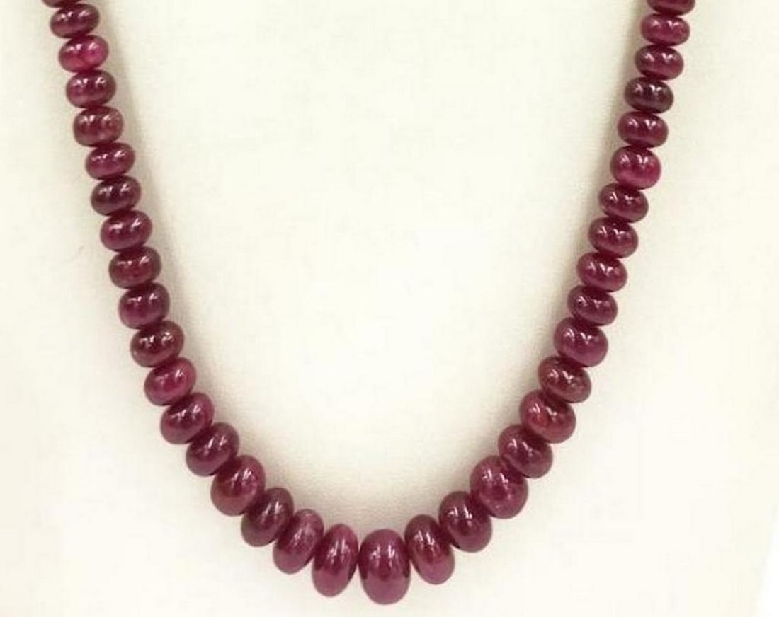 20" Scarlet Ruby Plain Beads String - 2