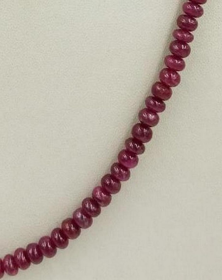 18" Plain Ruby Beads String Necklace - 2