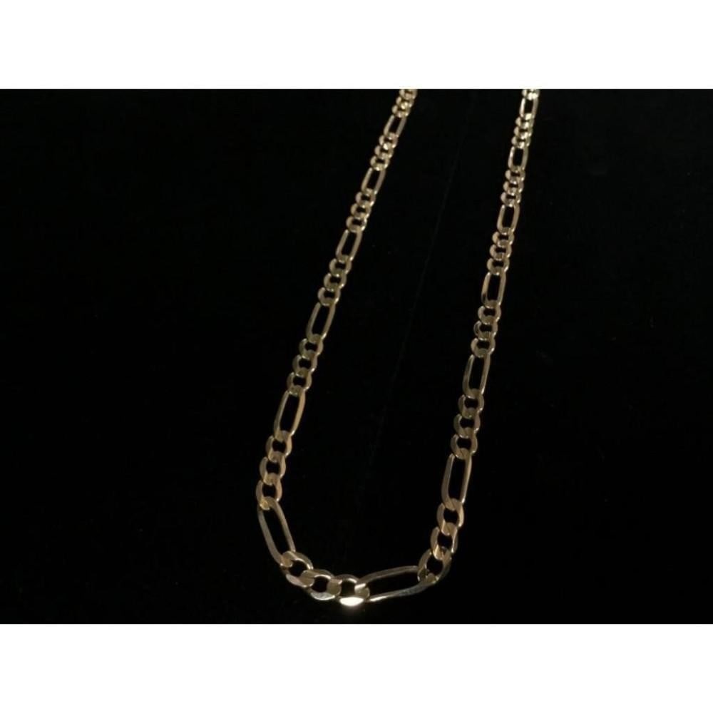 Hand Made Figaro Designed 10K Solid Yellow Gold Men's Necklace: A Hand Made Figaro 10K Solid Yellow Gold Men's Necklace. Figaro is a popular gold or silver link chain design that incorporates a pattern of 2 or 3 small circular links with 1 elongated oval