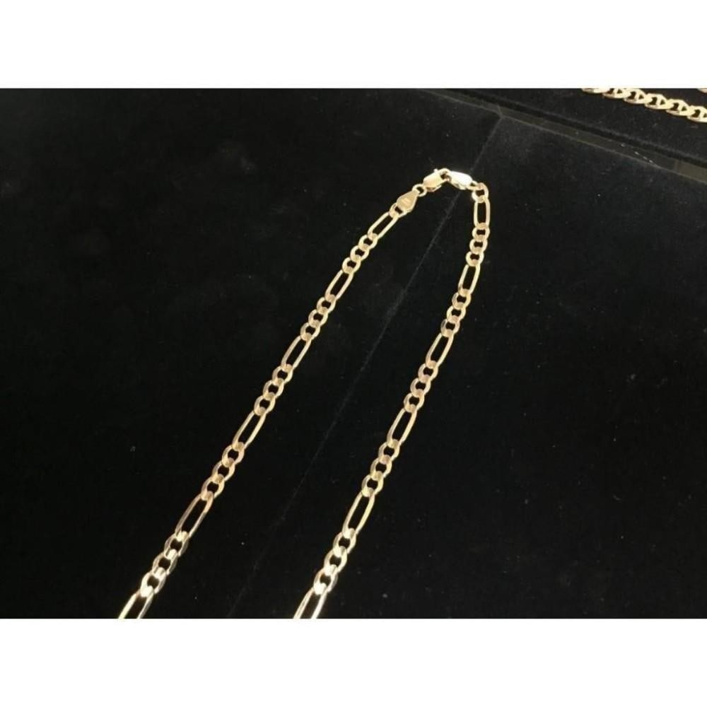 Hand Made Figaro Designed 10K Solid Yellow Gold Men's Necklace - 2