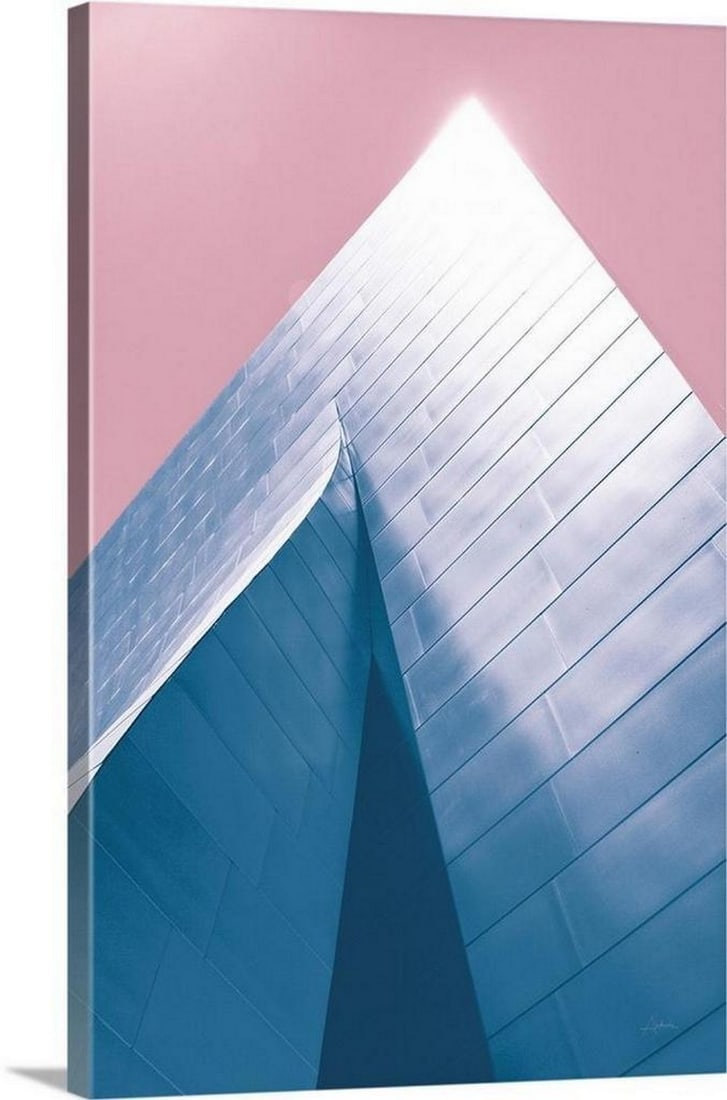 Pastel Skyscraper Canvas Reproduction Print: Pastel Skyscraper Canvas Reproduction Print A breathtaking contemporary canvas print of a rising pastel skyscraper in the city. Dimensions: 16 Inches x 24 Inches View Photos For Further