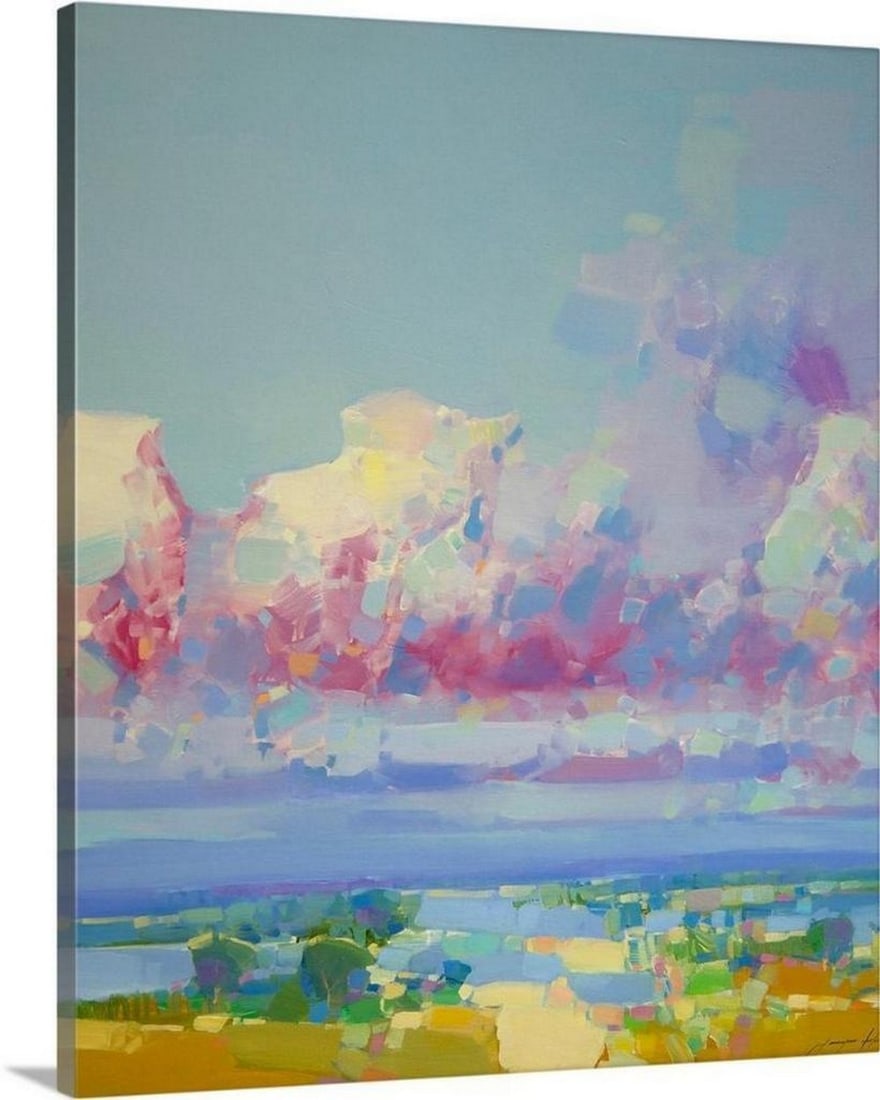 Purple Clouds Canvas Reproduction: Purple Clouds Canvas Reproduction By Vahe Yeremyan Yeremyan says that painting is as second nature as breathing. His oil paintings of landscapes portray the tranquility of nature and the extent of th