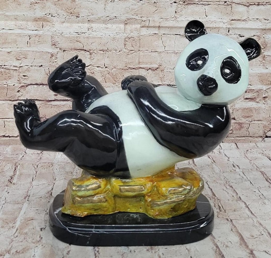 Lazy Panda Inspired Bronze Sculpture Signed and Numbered by Marius - 12" x 15": Lazy Panda Inspired Bronze Sculpture Signed and Numbered by Marius - 12" x 15" Indulge in the serene beauty of wildlife art with this splendid bronze sculpture crafted by the esteemed English