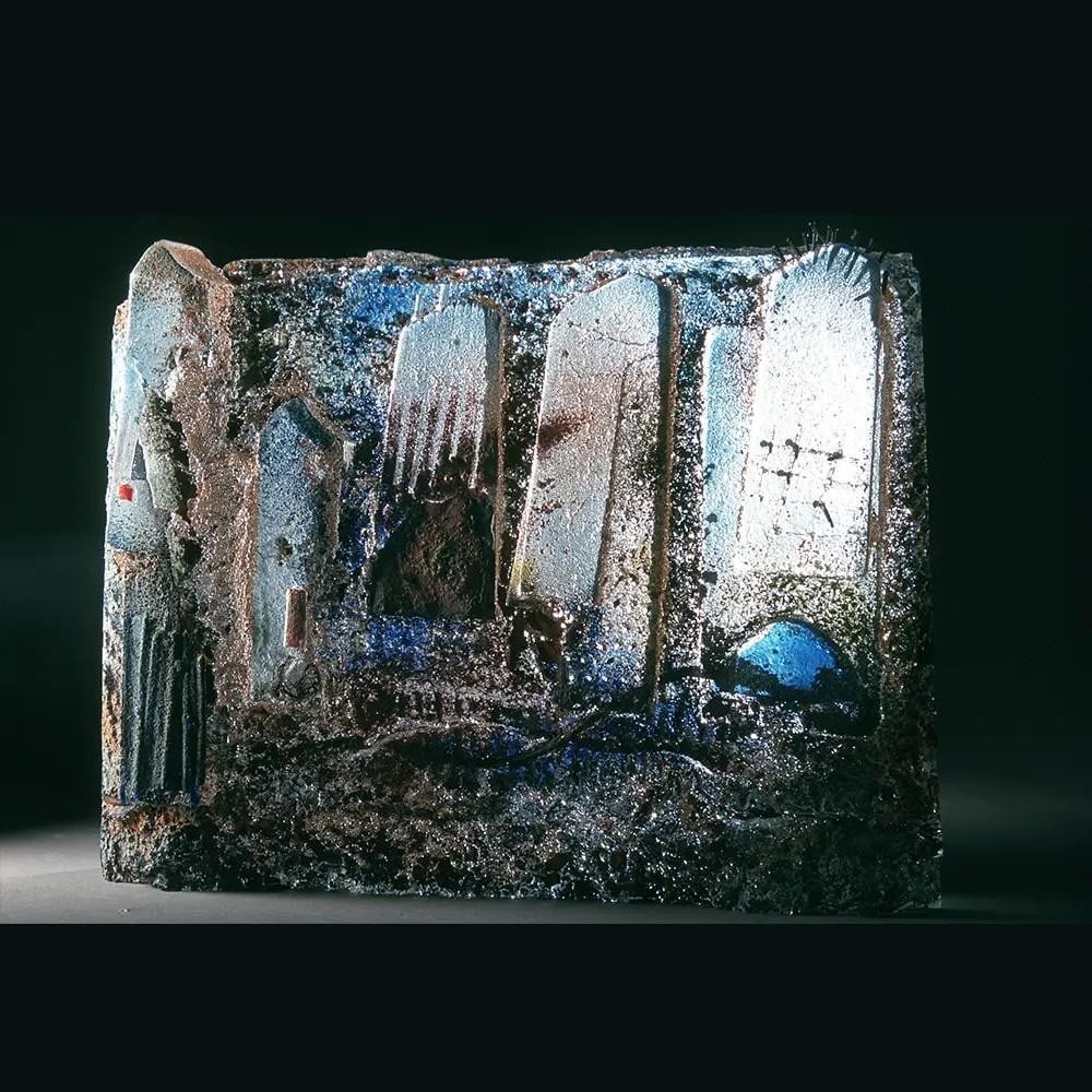 Crossing The Rubicon Cast Glass Sculpture by Ewa Wawrzyniak: Crossing The Rubicon Cast Glass Sculpture by Ewa Wawrzyniak In this cast glass sculpture, Ewa Wawrzyniak delves into the concept of intimate spaces and childhood dreams. A powerful and dramatic work o