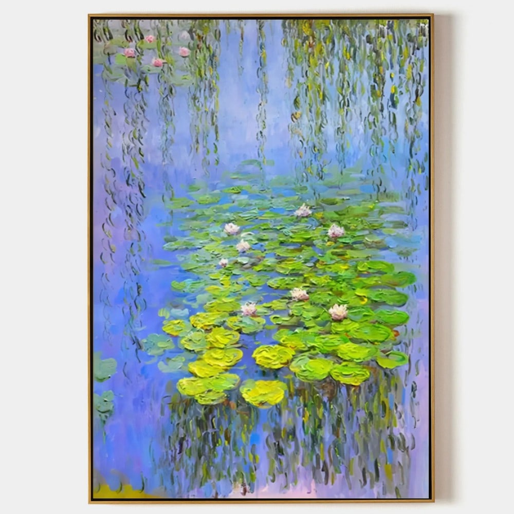 Plaster Art Lily Pad Texture Painting: Plaster Art Lily Pad Texture Painting This plaster art piece captures the serene beauty of lily pads with its textured surface and intricate details. The three-dimensional design adds depth and chara