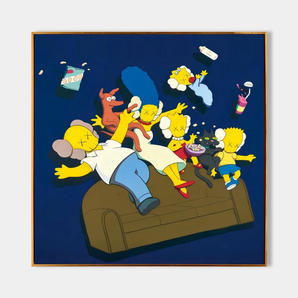 The Simpsons Family Kaws Pop Art Inspired Canvas Painting: The Simpsons Family Kaws Pop Art Inspired Canvas Painting Add a playful twist to your decor with The Simpsons Family Kaws-inspired pop art canvas painting. Featuring the beloved characters reimagined