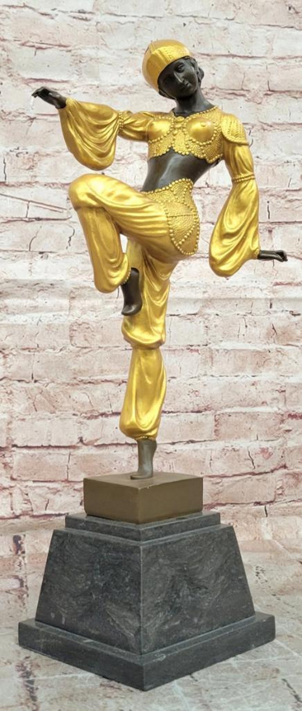 Classical Woman Dance Bronze Sculpture after A. Godard - 19" x 9.5": Classical Woman Dance Bronze Sculpture after A. Godard - 19" x 9.5" This bronze sculpture after A. Godard captures the timeless grace of a dancer in mid-movement, expressed through flowing dr