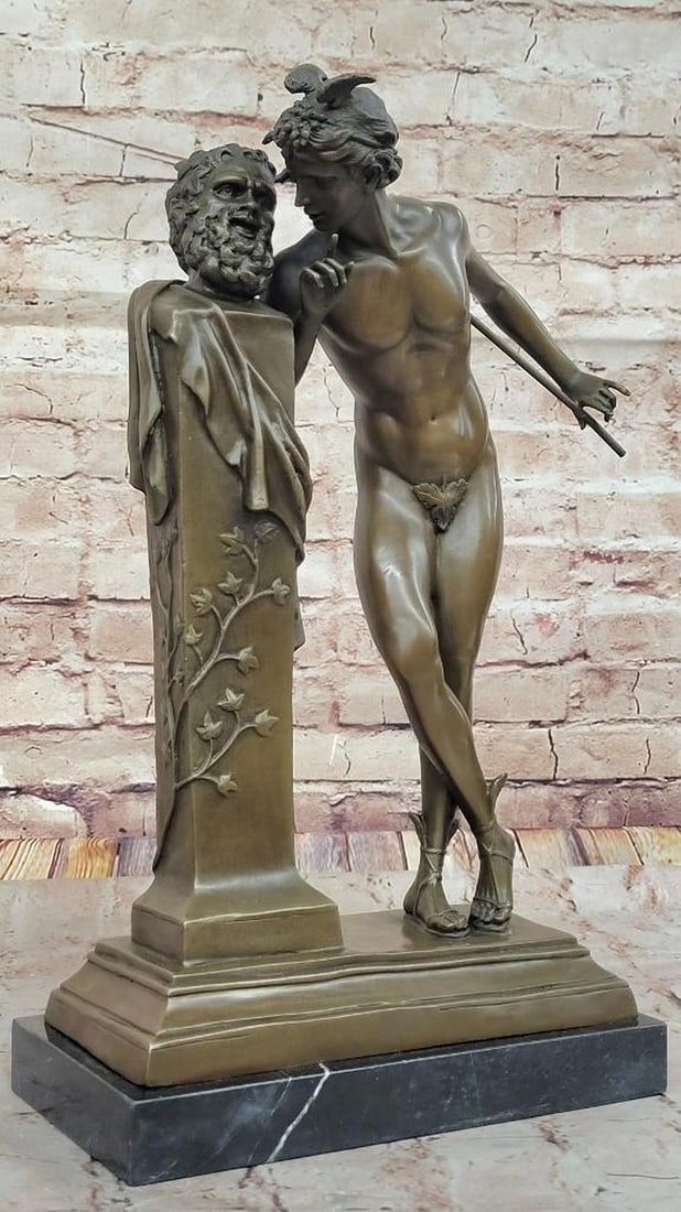 The Secret from Above Bronze Sculpture Inspired by Hippolyte Moulin - 17" x 10": The Secret from Above Bronze Sculpture Inspired by Hippolyte Moulin - 17" x 10" This exquisite bronze sculpture by Hippolyte Alexandre Julien Moulin captures a moment of quiet intrigue and el