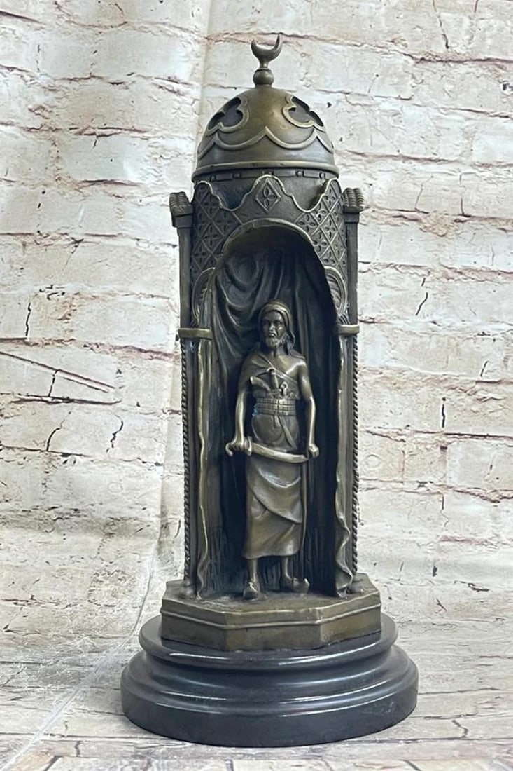 Hot Cast Genuine Inspired Bronze Arab Figurine by Franz Bergman - 14" x 6": Hot Cast Genuine Inspired Bronze Arab Figurine by Franz Bergman - 14" x 6" Explore the captivating world of bronze sculptures by the distinguished artists Franz Bergman, Father Franz Xaviar B