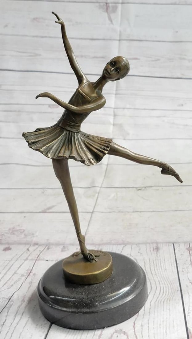 Grace in Motion: Milo's Original Signed Bronze Prima Ballerina Sculpture - 12" x 8.5": Grace in Motion: Milo's Original Signed Bronze Prima Ballerina Sculpture - 12" x 8.5" Immerse yourself in the captivating world of dance with this exquisite bronze sculpture featuring a pr