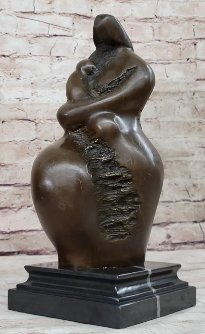 Botero Inspired Abstract Modern Mother and Child Bronze Sculpture: Botero Inspired Abstract Modern Mother and Child Bronze Sculpture This handcrafted bronze sculpture titled "Mother and Child" by Botero showcases an abstract modern style that bea