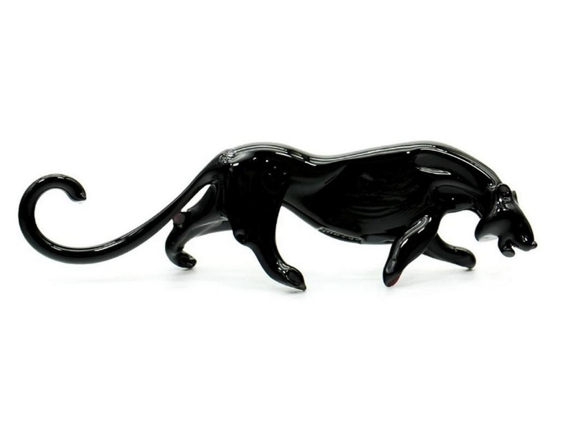 Murano Glass Black Panther Figurine: Murano Glass Black Panther Figurine Elevate your decor with the exquisite Murano Glass Panther Figurine. Crafted with precision and skill, this stunning piece of glass artwork captures the grace and
