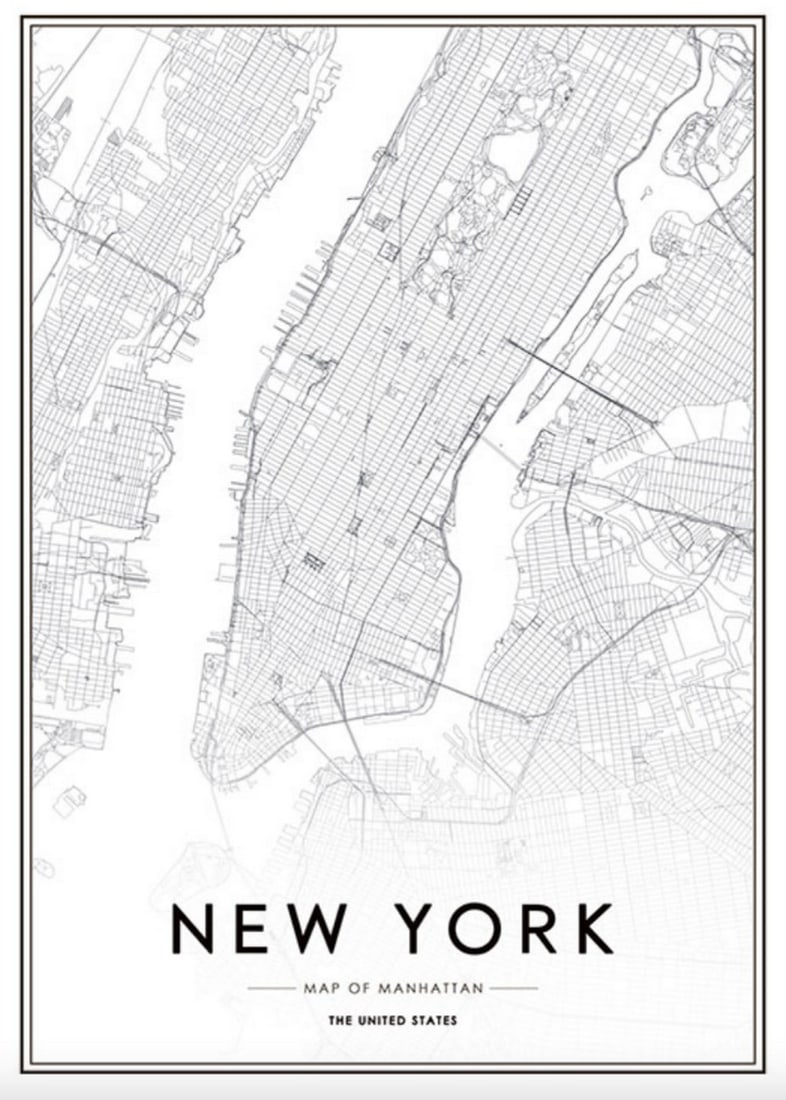 Black & White New York Map Poster: Black & White New York Map Poster Calling all New York lovers!