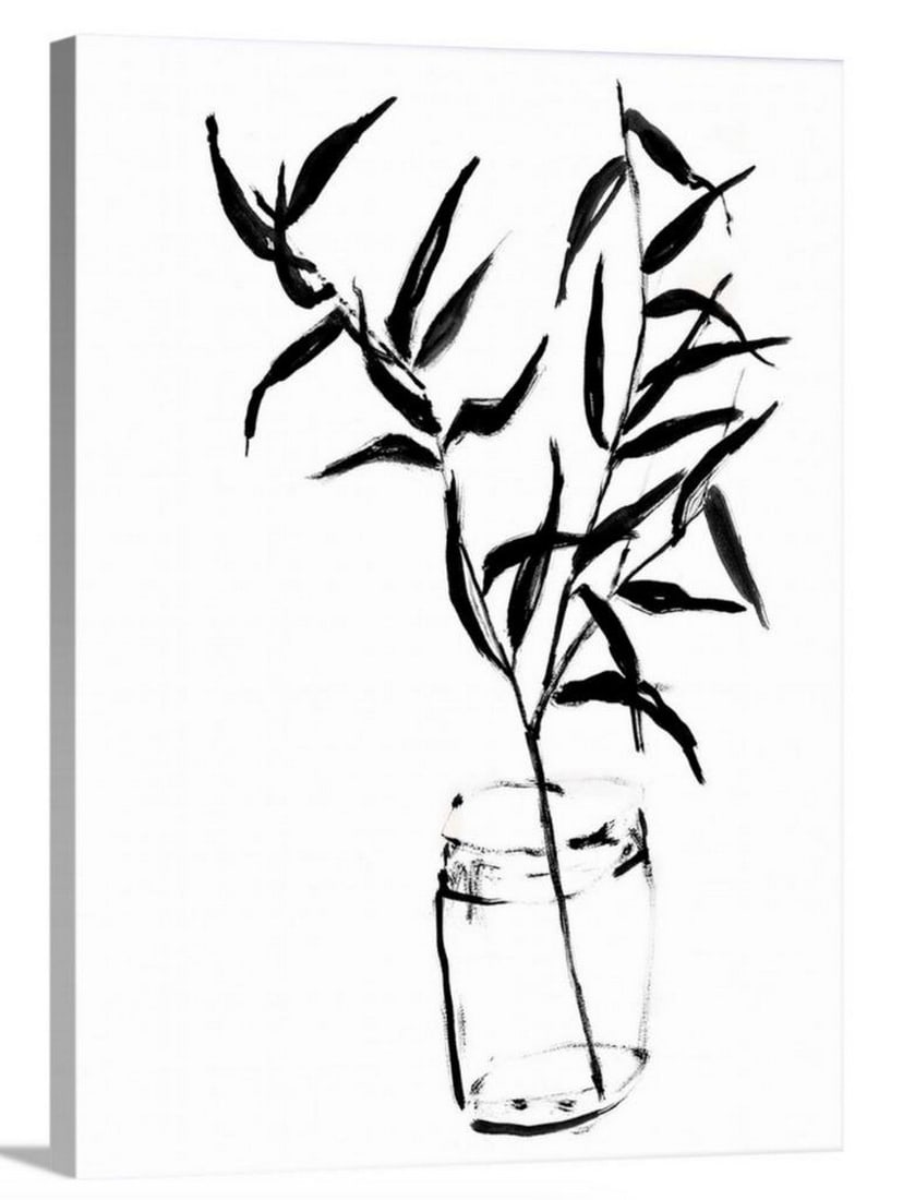The Potted Plant Canvas Reproduction - 18"x24": The Potted Plant Canvas Reproduction - 18"x24" The absence of color enhances the minimalist aesthetic, allowing the viewer to focus on the fluid forms and graceful curves that define the bamb