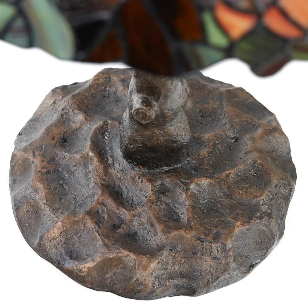 Rustic Maple Leaf Tiffany-Style Table Lamp – Tree Trunk Base - 5