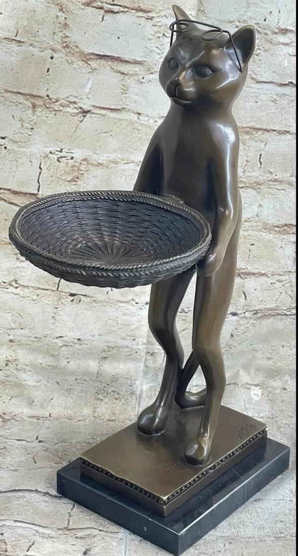 Mario Nick Original “Mr. Felix?? Bronze Sculpture on Marble Base – 15" x 6": Mario Nick Original “Mr. Felix” Bronze Sculpture on Marble Base – 15" x 6" This original bronze sculpture depicts a standing male figure titled “Mr. Felix,” rendered with def