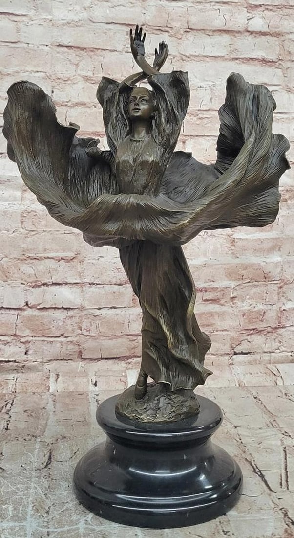 Aldo Vitaleh Original Bronze Fashion Model Sculpture - 18" x 12": Aldo Vitaleh Original Bronze Fashion Model Sculpture - 18" x 12" This original bronze sculpture depicts a fashion model captured in a confident, poised stance. The figure is rendered with elon