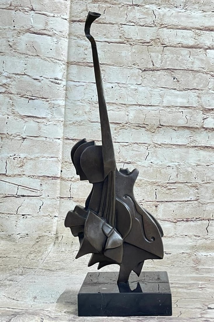 Abstract Guitar Inspired Bronze Statue - 17" X 6": Abstract Guitar Inspired Bronze Statue - 17" X 6" Salvador Dalí's Guitar sculpture marks a revolutionary shift in the world of sculpture, transitioning from traditional modeling techniq