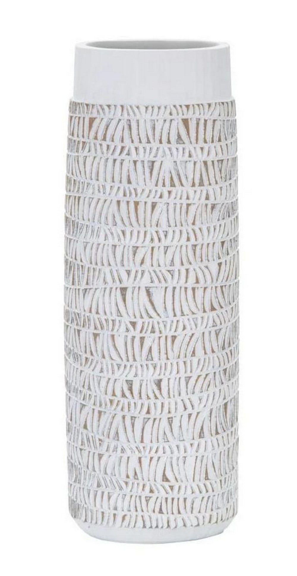 White Geometric Modern Vase: White Geometric Modern Vase Enhance your decor with this vase featuring sophisticated abstract and geometric carvings. Discover Mauro Ferretti, the premier Italian brand for home enthusiasts. Known fo