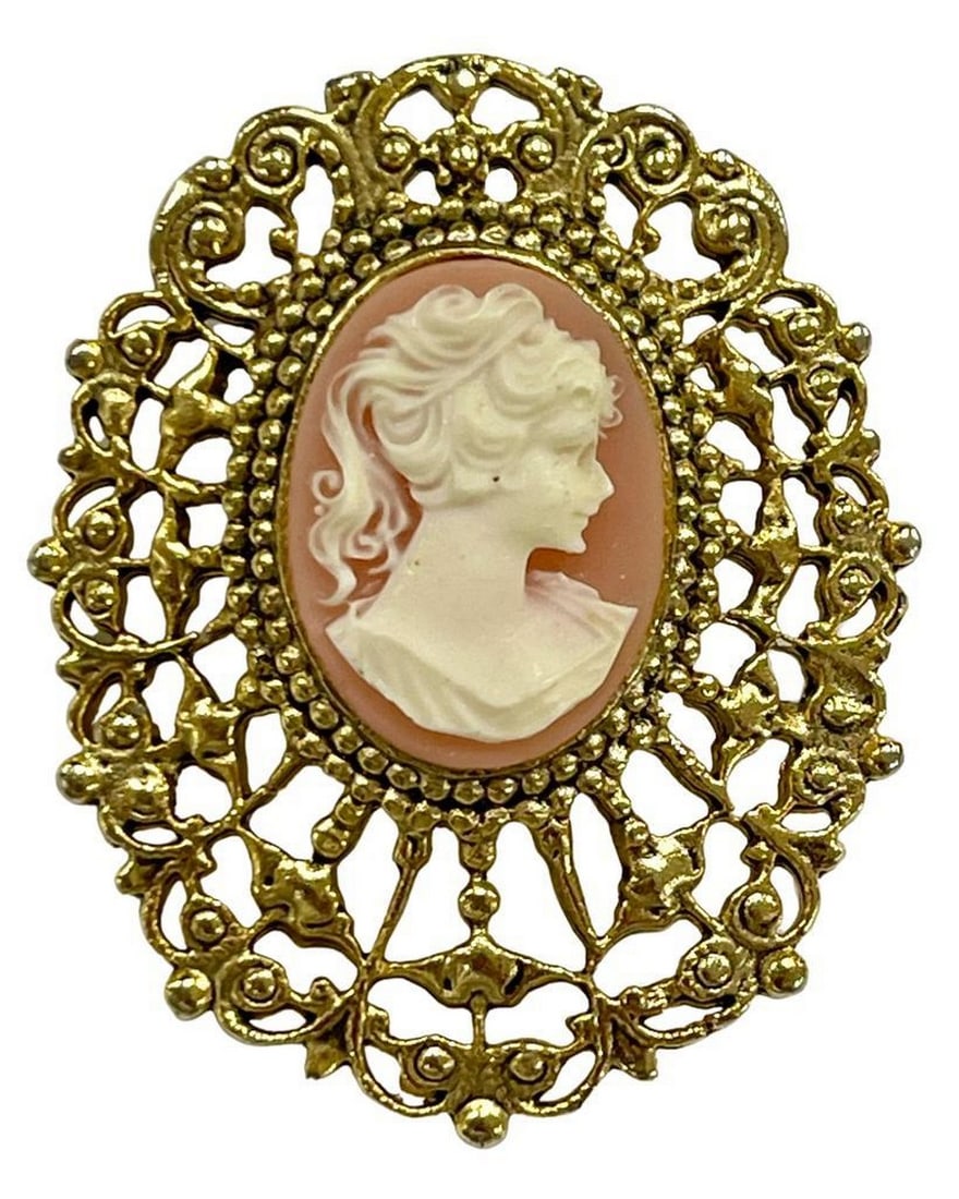 Vintage Serene Victorian Lady Cameo Brooch: Vintage Serene Victorian Lady Cameo Brooch Step into a world of tranquil elegance with our Vintage Serene Victorian Lady Cameo Brooch. Meticulously carved, this exquisite piece captures the essence o