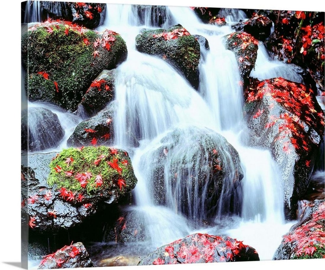 Waterfalls Kyoto Japan Canvas Reproduction: Waterfalls Kyoto Japan Canvas Reproduction Dimensions: 20 x 16 inches View photos for further details.