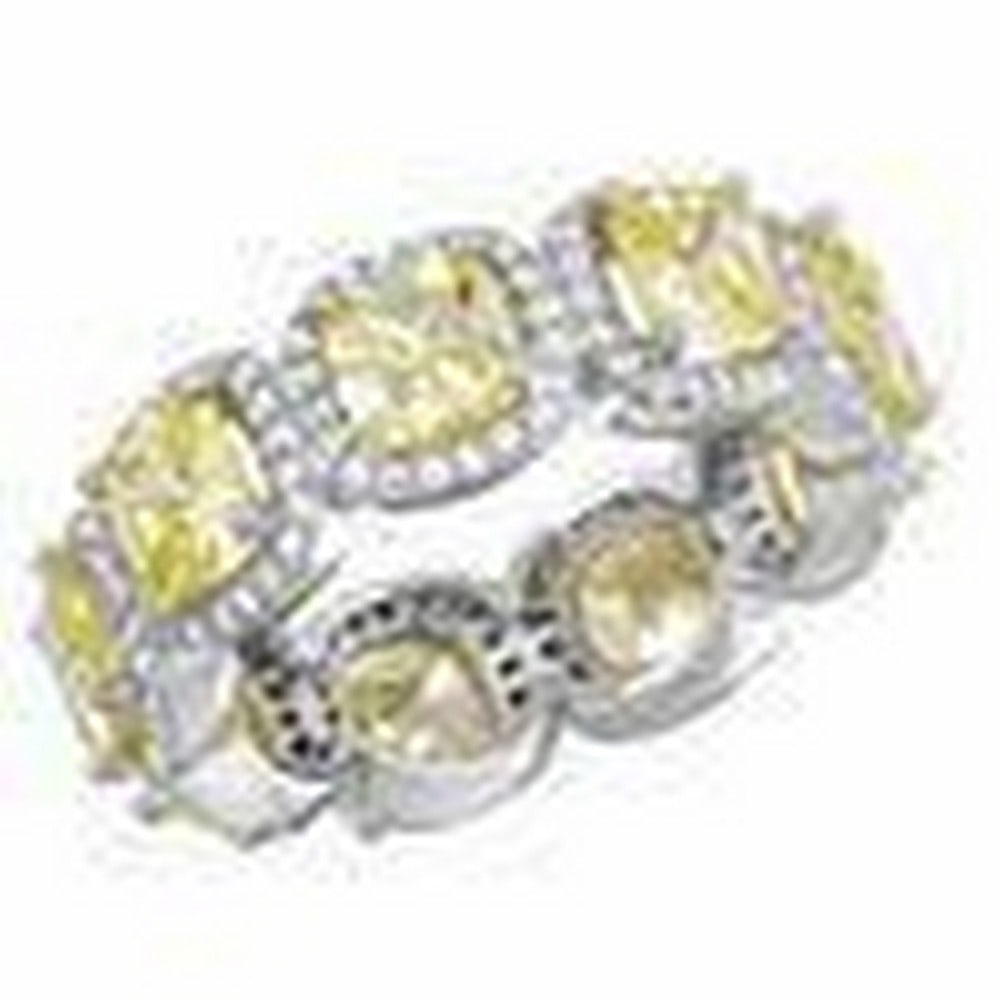 Elegant Sterling Silver Rhodium Plated Light Yellow Halo Eternity Band (1 of 2)