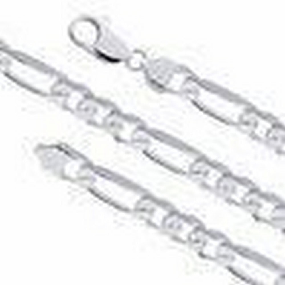 Flat 7mm Silver Figaro Chain: Flat 7mm Silver Figaro Chain View Photos for Further Details.