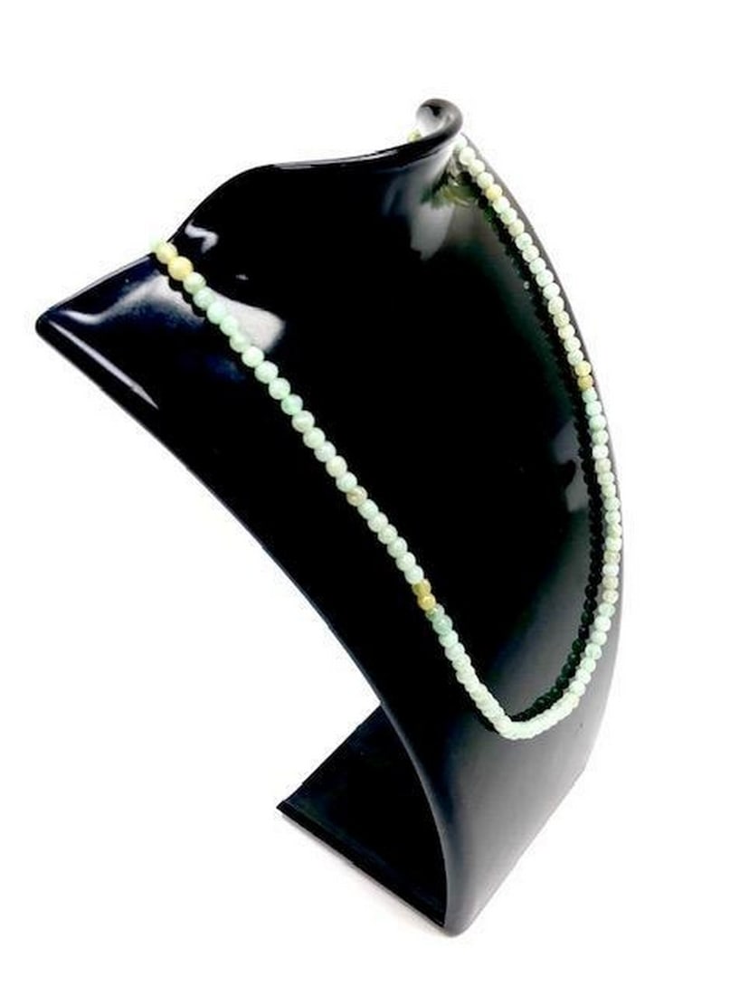 Jadeite Carved 3.5MM Circle Bead 19 inch Necklace: Jadeite Carved 3.5MM Circle Bead 19 inch Necklace. Please view photos for further details. 