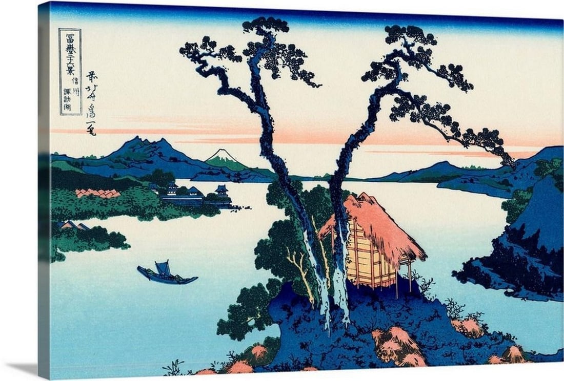 Lake Suwa in the Shinano Province – Canvas Reproduction by Katsushika Hokusai: Lake Suwa in the Shinano Province – Canvas Reproduction by Katsushika Hokusai From Hokusai’s celebrated Thirty-Six Views of Mount Fuji series, Lake Suwa in the Shinano Province depicts the serene