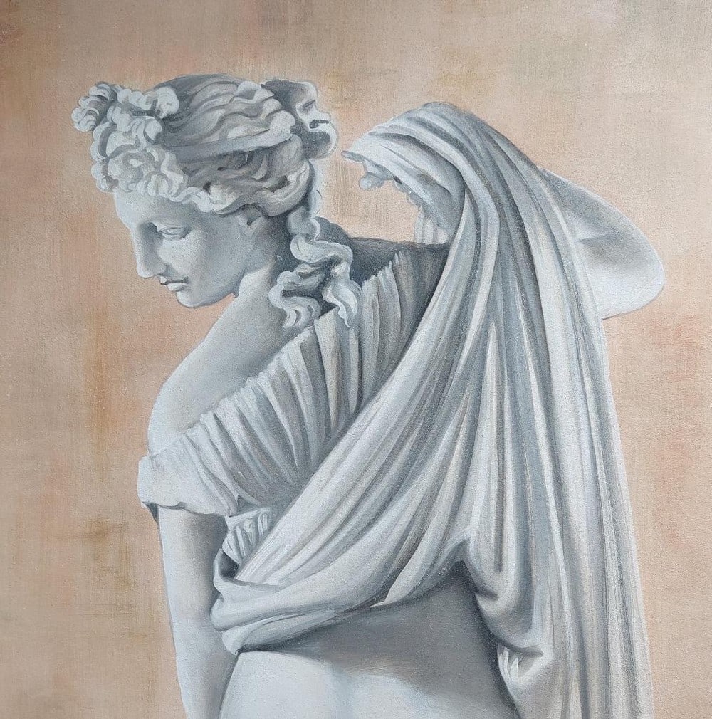 Aphrodite Kallipygos FrescoPainting: Aphrodite Kallipygos Fresco Painting Material: Linen Canvas Fresh Lime Plaster Natural Pigments Dimensions: 60cm x 60cm View Photos For Further Details.
