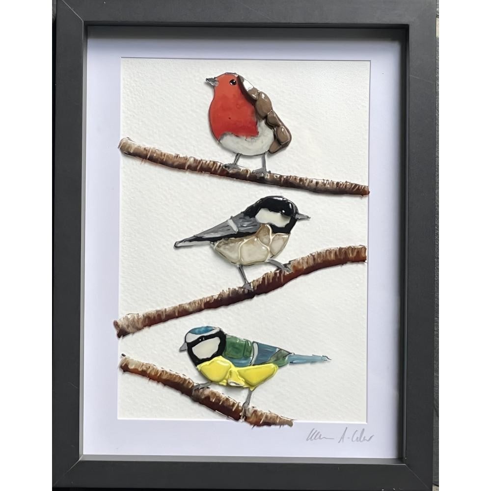 ‘Song Birds’ Handcrafted Sea Glass Wall Art by Sea on Glass (1 of 1)