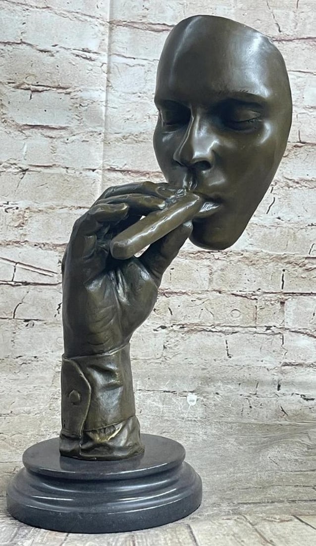 Cuban Serenity Salvador Dali Inspired Bronze Sculpture 'Havana Man Smoking Cigar' - 15" x 8": Cuban Serenity Salvador Dali Inspired Bronze Sculpture 'Havana Man Smoking Cigar' - 15" x 8" Immerse yourself in the enchanting ambiance of Havana with the mesmerizing bro
