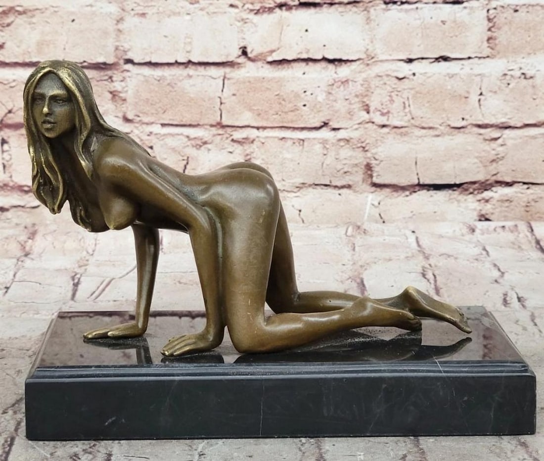 Temptress in Bronze Sensual Female Sculpture by J. Mavchi - 6.5" X 9": Temptress in Bronze Sensual Female Sculpture by J. Mavchi - 6.5" X 9" This captivating bronze sculpture by J. Mavchi embodies the raw intensity of desire, capturing a woman's sensual form