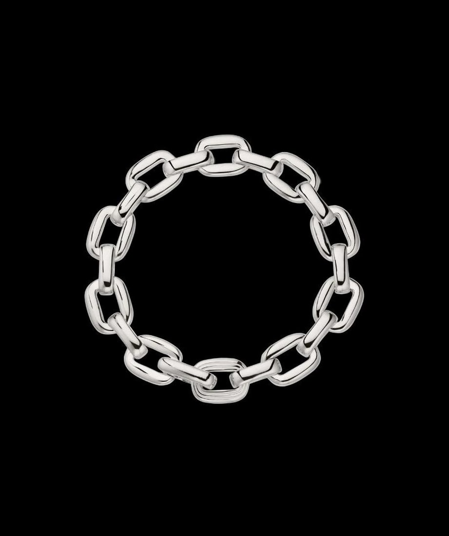 Sterling Silver Textured Link Chain Bracelet: Sterling Silver Textured Link Chain Bracelet Iconic chain style, now designed for the wrist and finished with a single, perfectly placed textured link. Polished, playful, and versatile, this bracelet