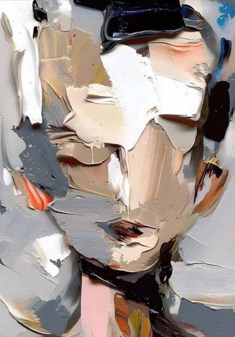 Echoes Beneath the Surface: Echoes Beneath the Surface Thick, expressive layers of oil paint sculpt an abstract face that seems to emerge from memory rather than reality. Raw brushstrokes and blurred contours evoke shifting emo