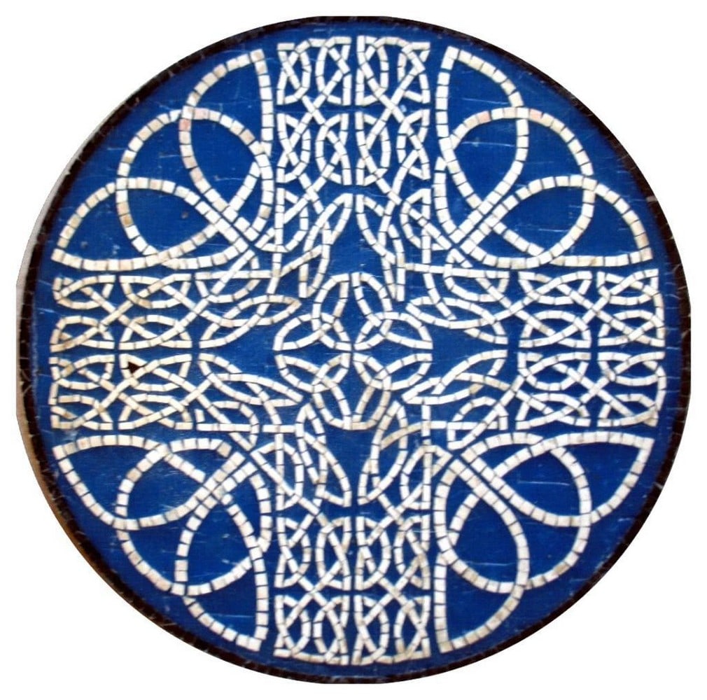 Circle Geometric Blue Mosaic: Circle Geometric Blue Mosaic The Circle Geometric Blue Mosaic is apart of a wide collection of Geometric Mosaics. This masterpiece is an entirely handmade mosaic reproduction created using the techn