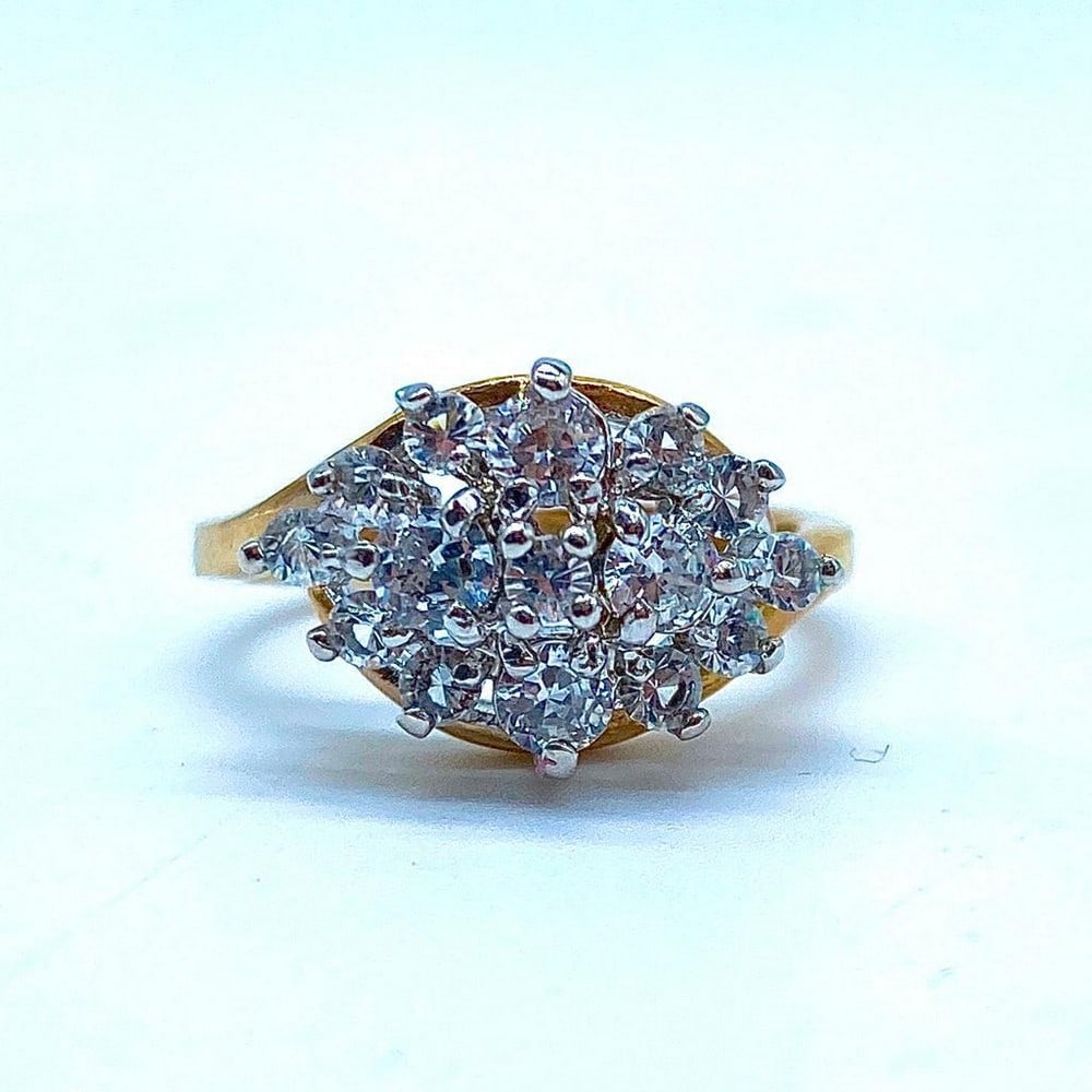 Glitzy Clustered Swarovski Crystal and 18KTGE Yellow Gold Ring (1 of 2)